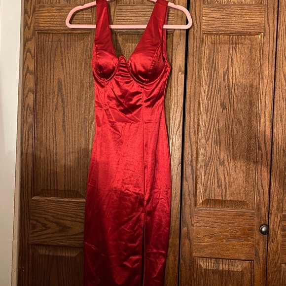 NEW Satin Red Dress | Size Small (Fashion Nova) - Picture 3 of 6